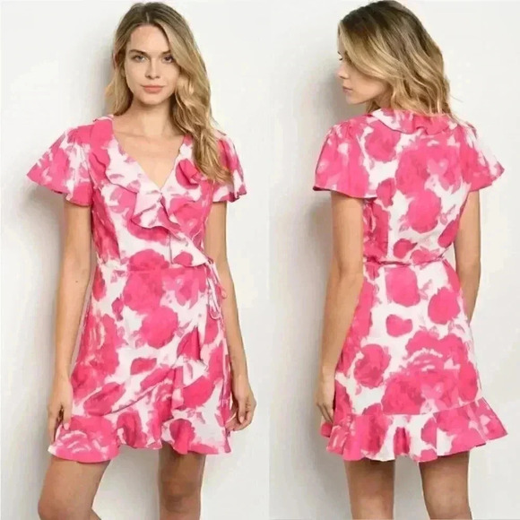 Pink Floral Mini Dress